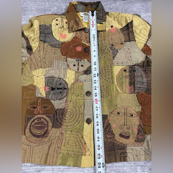 VTG Sandy Starkman Womens Artsy Patchwork Blazer Jacket Size M Art To Wear - Picture 5 of 10